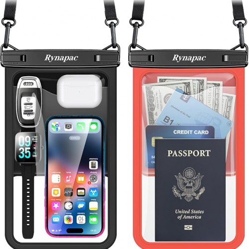 [Up to 10"] Large Waterproof Phone Pouch Bag - 2 Pack Waterproof Phone Case for iPhone 17 16 15 Pro Max Galaxy S25 S24 Ultra, IPX8 Cellphone Water Protector Pouch Beach Essentials Travel Must Haves